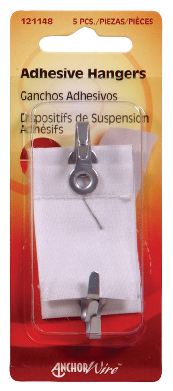 Hillman AnchorWire Steel-Plated White Adhesive Hangers 1-1/2 lb 5 pk