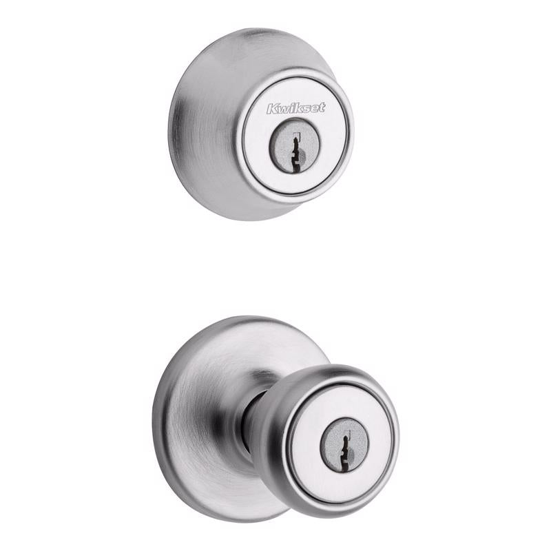 Kwikset Tylo Satin Chrome Entry Lock and Single Cylinder Deadbolt 1-3/4 in.