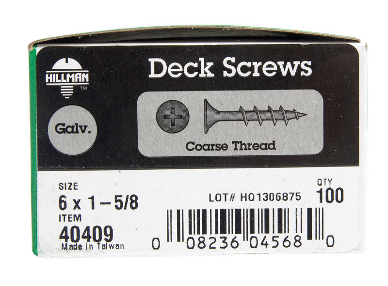 Hillman No. 6 X 1-5/8 in. L Phillips Bugle Head Deck Screws 100 pk