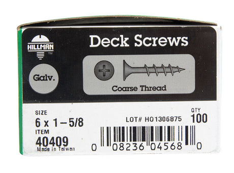 Hillman No. 6 X 1-5/8 in. L Phillips Bugle Head Deck Screws 100 pk