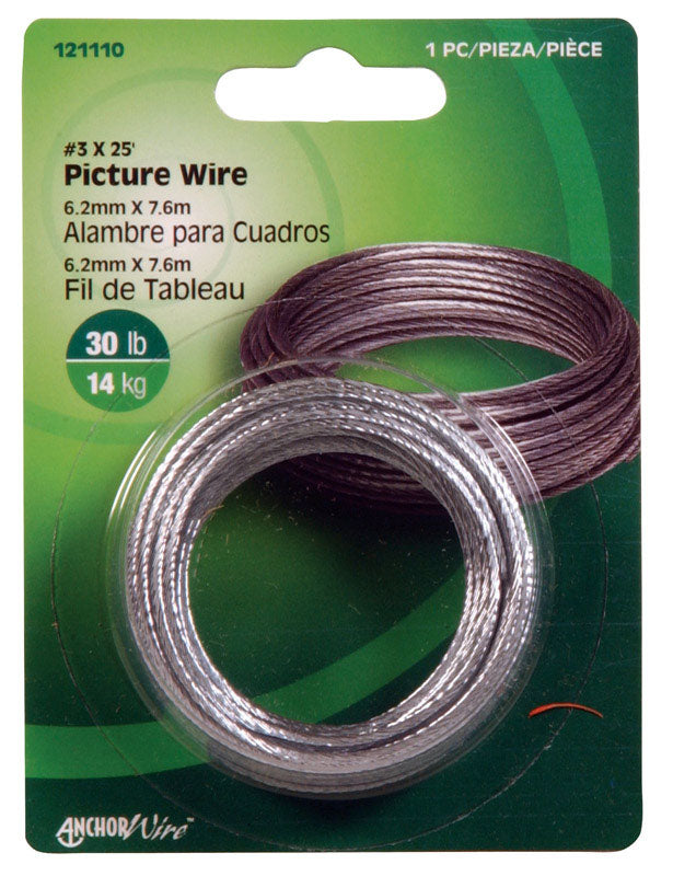 Hillman AnchorWire Steel-Plated Silver Braided Picture Wire 30 lb 10 pk Hillman AnchorWire Steel-Plated Silver Braided Picture Wire 30 lb 10 pk