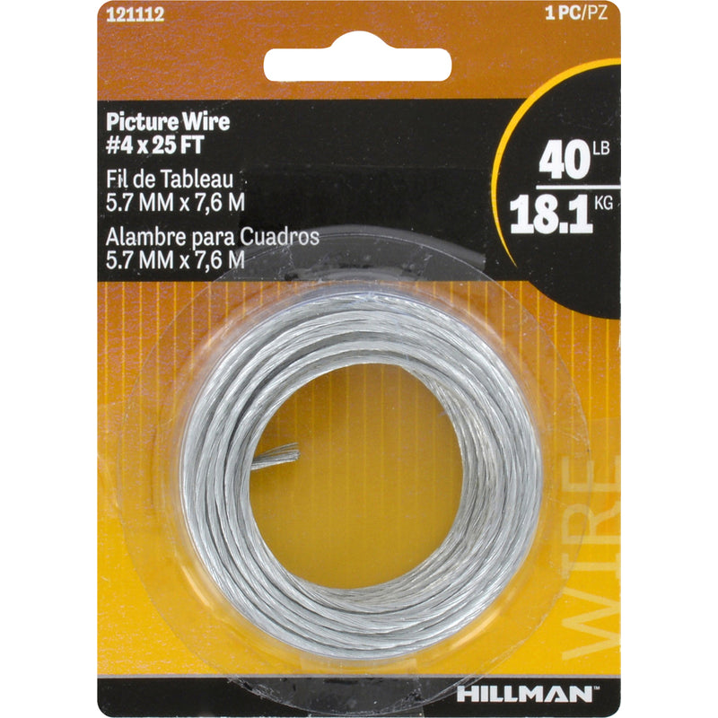 Hillman Steel-Plated Silver Braided Picture Wire 40 lb 1 pk