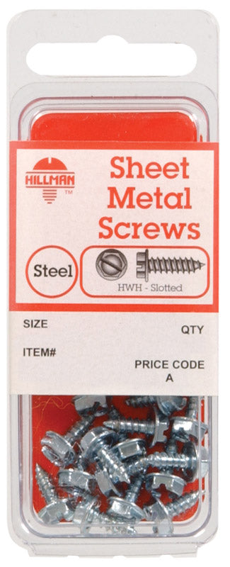 Hillman No. 6 X 3/4 in. L Slotted Hex Head Sheet Metal Screws 12 pk