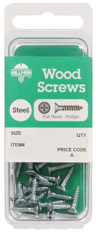 Hillman No. 6 X 1/2 in. L Phillips Zinc-Plated Wood Screws 30 pk