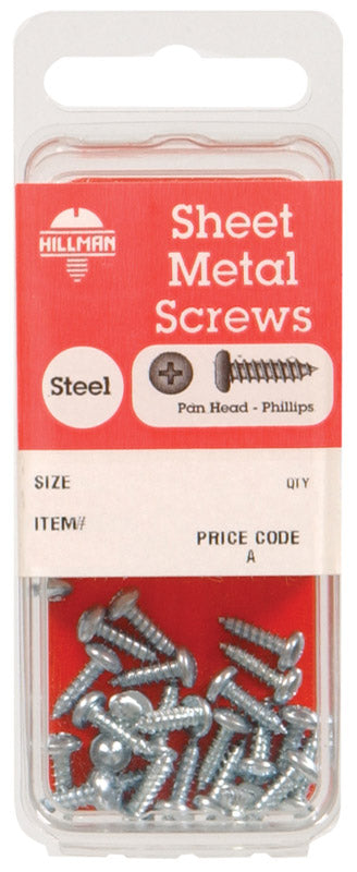 Hillman No. 4 X 3/8 in. L Phillips Pan Head Sheet Metal Screws 25 pk