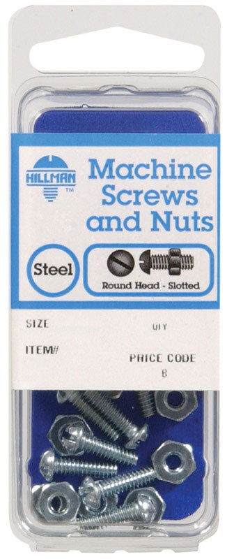 HILLMAN No. 8-32 in. X 1 in. L Slotted Round Head Zinc-Plated Steel Machine Screws 10 pk