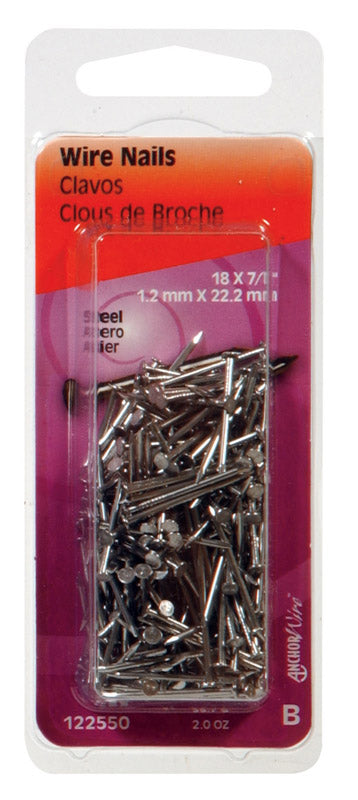 Hillman 7/8 in. Wire Bright Steel Nail Flat Head