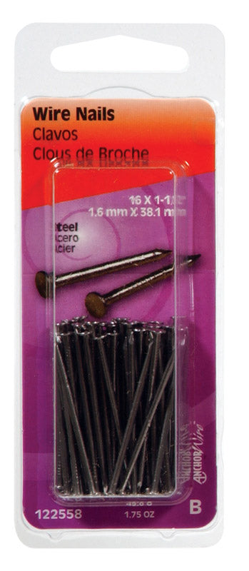 Hillman 1-1/2 in. Wire Bright Steel Nail Flat Head