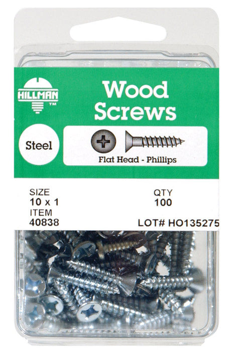 Hillman No. 8 X 1-1/2 in. L Phillips Zinc-Plated Wood Screws 75 pk
