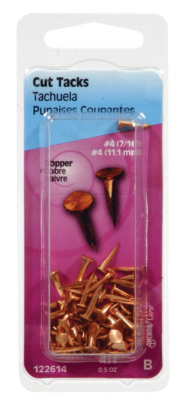 Hillman No. 6 X 1/2 in. L Copper Cut Tacks 0.5 pk