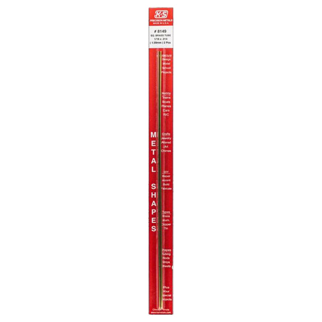 K&S 1/16 in. W X 12 in. L Square Brass Tube 2 pk