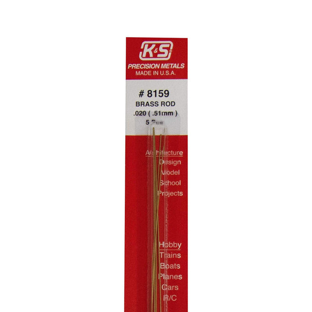 K&S 0.020 in. D X 12 in. L Brass Rod 5 pk