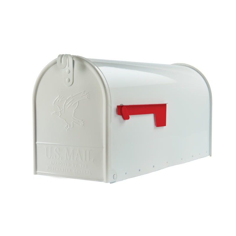 Gibraltar Mailboxes Elite Classic Galvanized Steel Post Mount White Mailbox