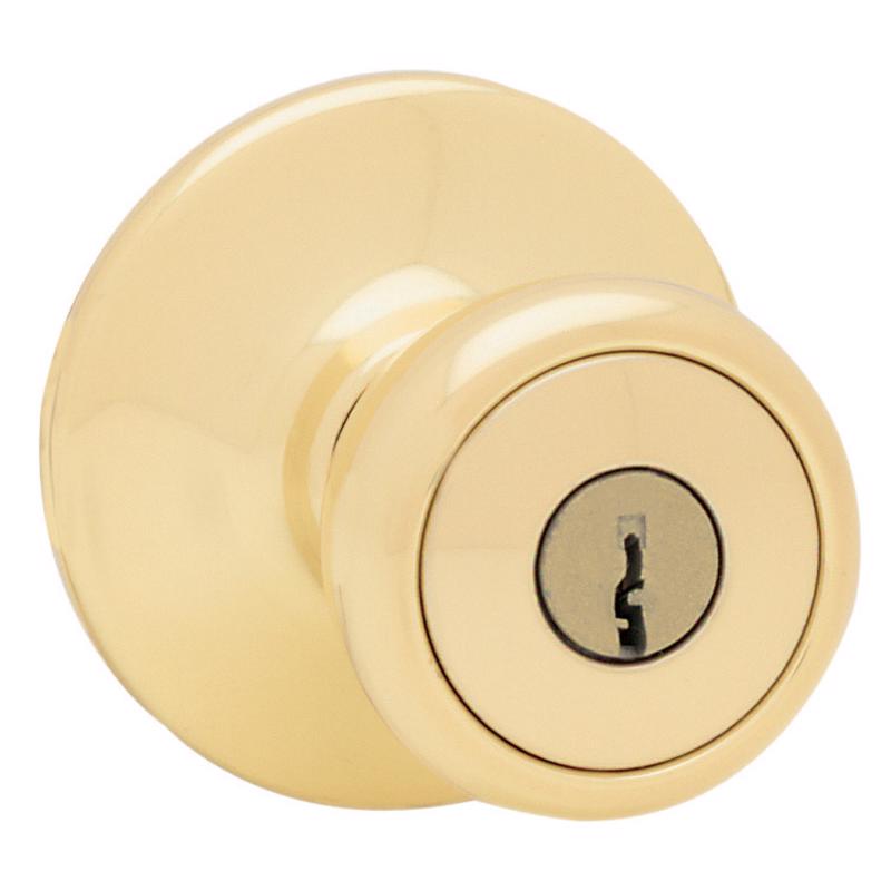 Kwikset Tylo Polished Brass Entry Lockset 1-3/4 in.