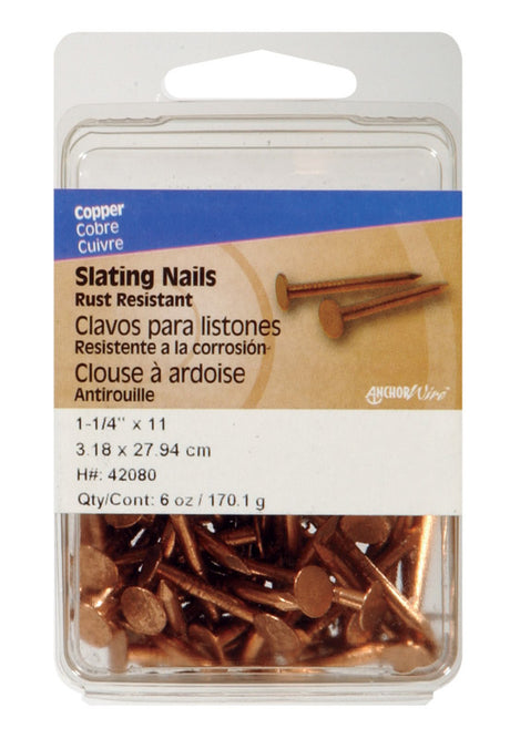 Hillman 1-1/4 in. Slate Copper Nail Flat Head