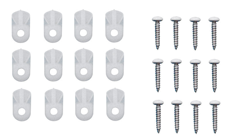 Prime-Line Bright White Plastic Screen Clip 12 pk