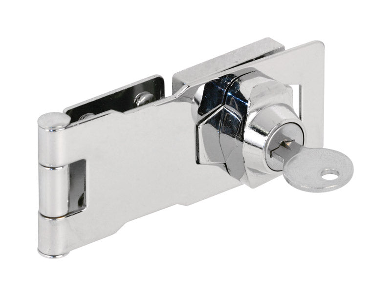 Prime-Line Chrome-Plated Steel 4 in. L Keyed Hasp Lock 1 pk