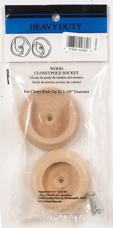 John Sterling Pro 1-3/8 in. L X 1-3/8 in. D Oak Wood Rod Socket