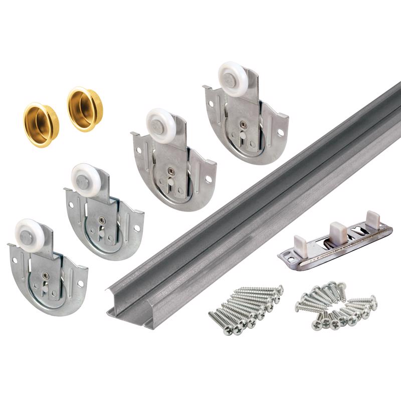 Prime-Line Galvanized Silver Plastic/Steel By-Pass Door Hardware Set 1 pk