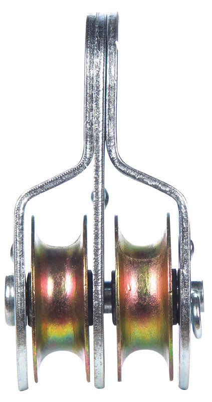 Campbell 1.5 in. D Zinc Plated Steel Fixed Eye Double Sheave Rigid Eye Pulley