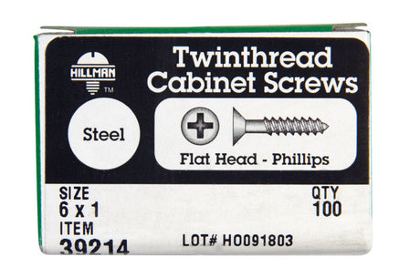 Hillman No. 6 X 1 in. L Phillips Black Phosphate Cabinet Screws 100 pk