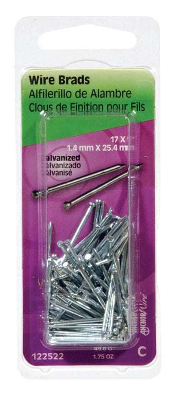 Hillman 17 Ga. X 1 in. L Galvanized Steel Brad Nails 1 pk 1.75 oz