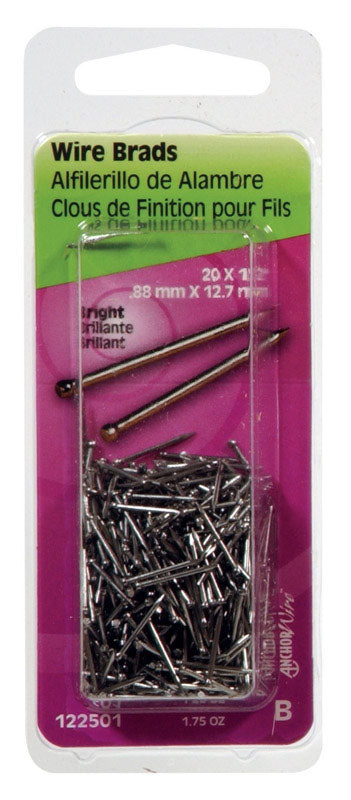 Hillman 20 Ga. X 1/2 in. L Bright Steel Brad Nails 1 pk 1.75 oz