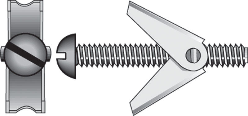 Hillman 3/16 in. D X 4 in. L Round Steel Toggle Bolt 2 pk