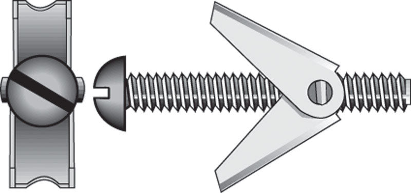 Hillman 3/16 in. D X 3 in. L Round Steel Toggle Bolt 2 pk