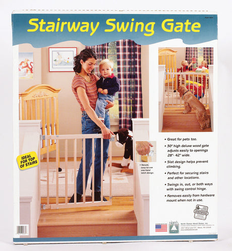 North States White 30 in. H X 28-42 in. W Wood Child Safety Gate