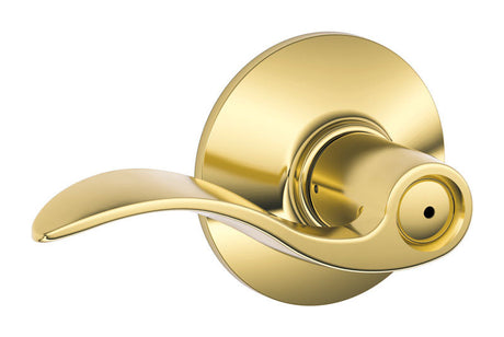 Schlage Accent Bright Brass Privacy Lockset 1-3/4 in.