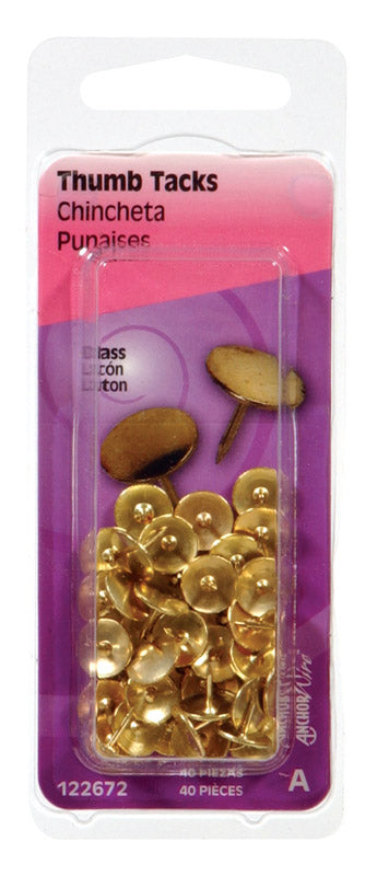 Hillman Yellow Push Pins 40 pk