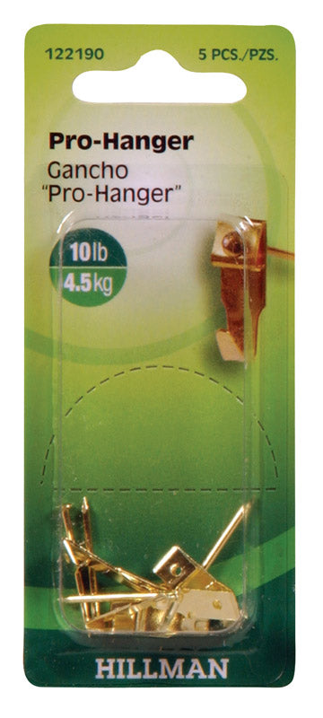 Hillman AnchorWire Brass-Plated Gold Professional Picture Hanger 10 lb 5 pk