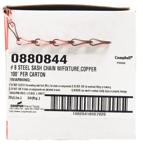 Campbell No. 8 in. Twist Link Carbon Steel Sash Chain 3/64 in. D X 100 ft. L