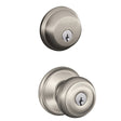 Schlage Georgian Satin Nickel Knob and Single Cylinder Deadbolt 1-3/4 in.