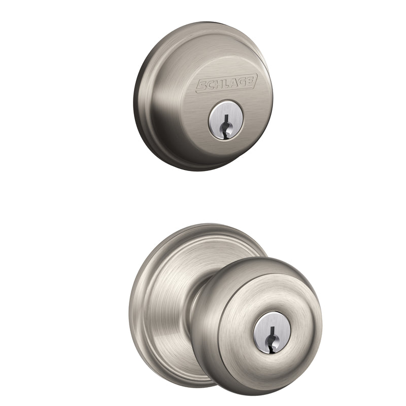 Schlage Georgian Satin Nickel Knob and Single Cylinder Deadbolt 1-3/4 in.