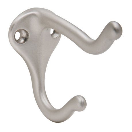 Schlage 1-3/4 in. L Satin Nickel Silver Brass Medium Coat and Hat Hook 1 pk