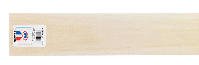 Midwest Products 1/4 in. X 3 in. W X 2 ft. L Basswood Sheet #2/BTR Premium Grade