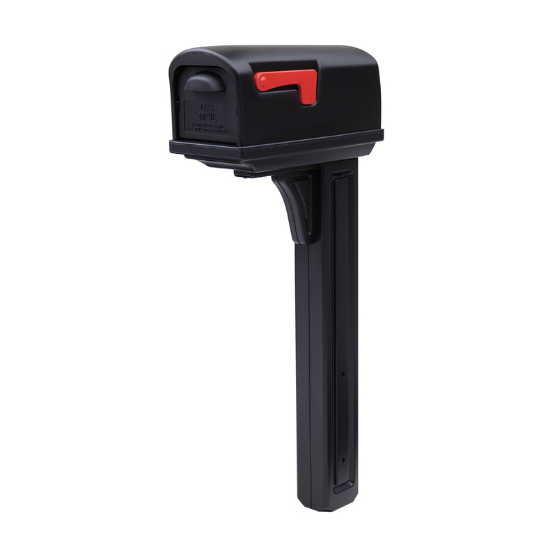 Gibraltar Mailboxes Classic Plastic Post Mount Black Double Door Mailbox