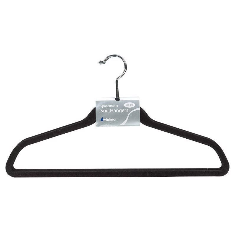 Whitmor 9.75 in. H X 0.25 in. W X 17.75 in. L Plastic Black Flocked Hanger 5 pk