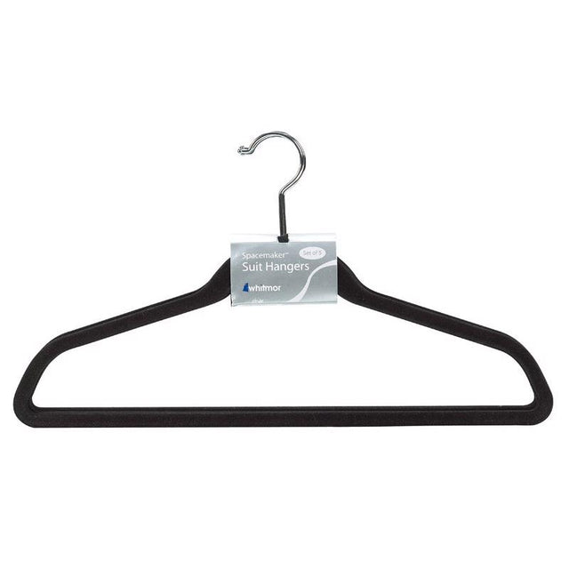 Whitmor 9.75 in. H X 0.25 in. W X 17.75 in. L Plastic Black Flocked Hanger 5 pk