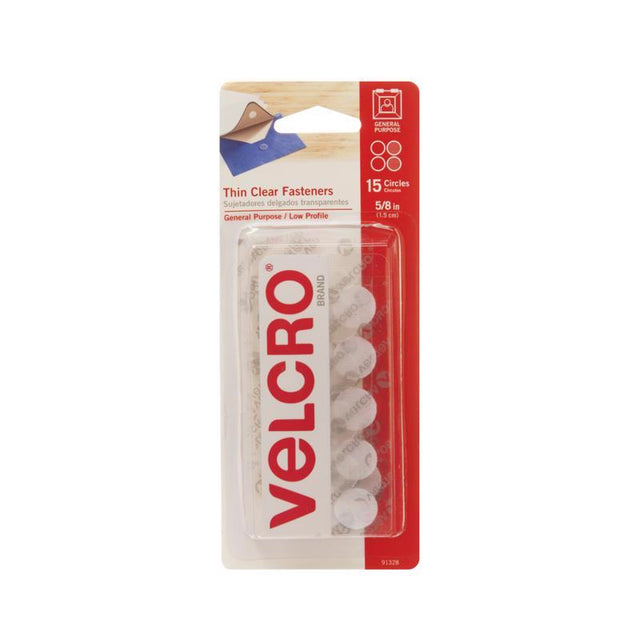 VELCRO Brand Thin Clear Small Nylon Hook and Loop Fastener 5/8 in. L 15 pk