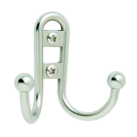 Amerock 2-3/4 in. L Silver Zinc Small Double Prong Hook 1 pk