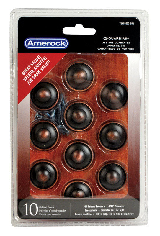 Amerock Allison Value Round Cabinet Knob 1-3/16 in. D 1-1/16 in. Oil Rubbed Bronze 10 pk