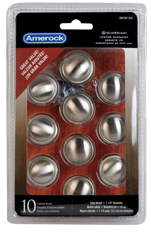 Amerock Allison Round Cabinet Knob 1-1/4 in. D 1-1/16 in. Satin Nickel 10 pk