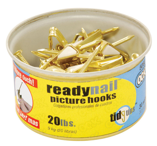 OOK Brass-Plated Standard Picture Hook 20 lb 30 pk