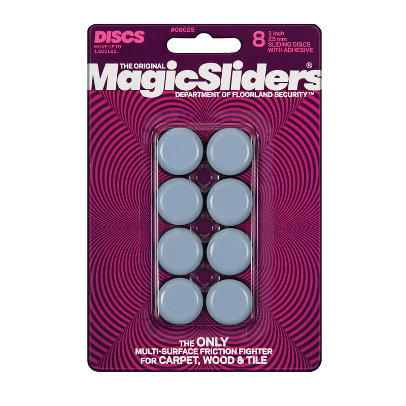 Magic Sliders Gray 1 in. Adhesive Plastic Sliding Discs 8 pk