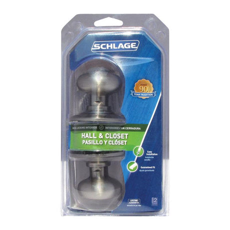 Schlage Plymouth Satin Nickel Passage Lockset 1-3/4 in.