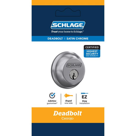 Schlage Satin Chrome Zinc Single Cylinder Deadbolt