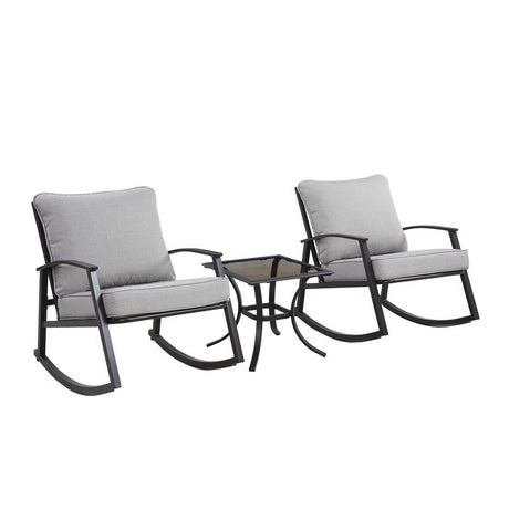 Living Accents Burlington 3 pc Black Steel Bistro Set Gray